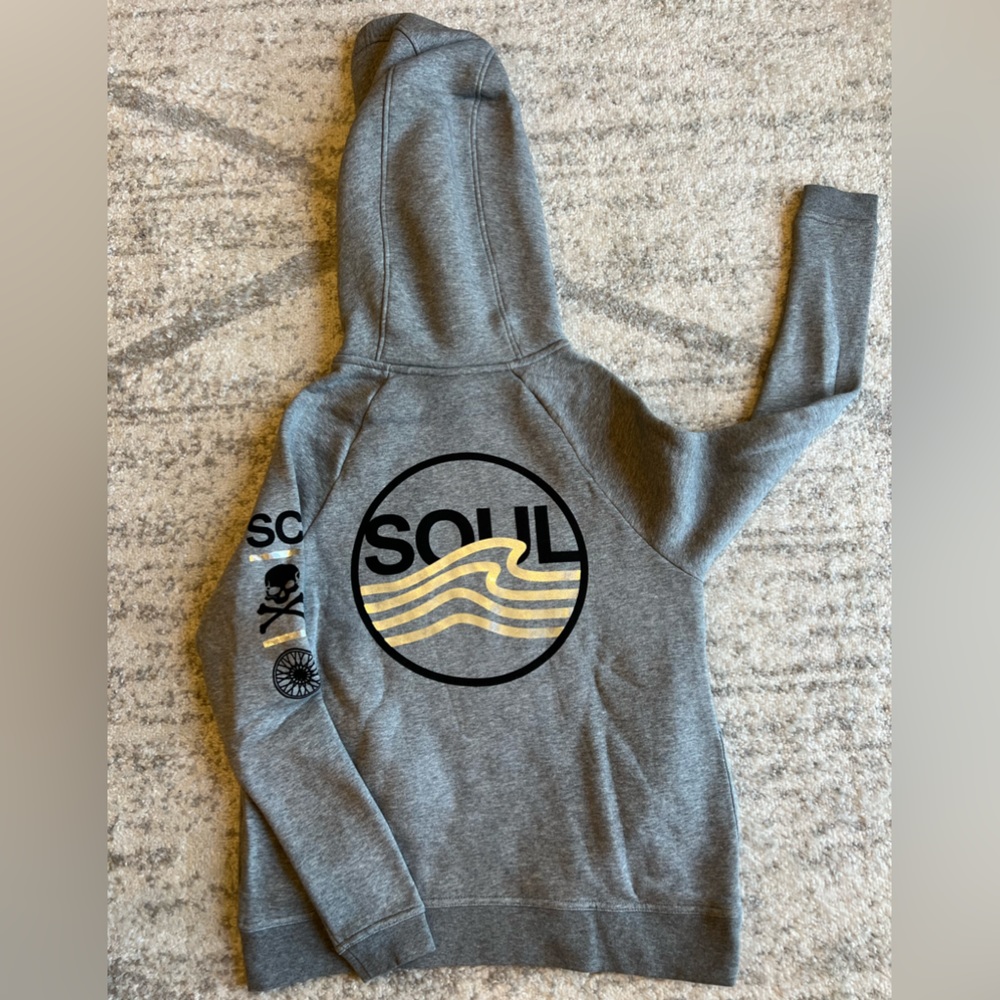 Soulcycle x Nike Hoodie size small NWT gray with silver foil and black logo
